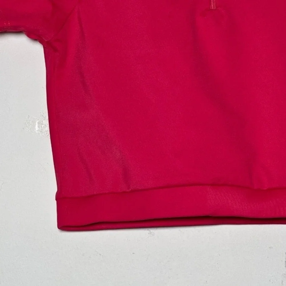 Theatricals Pink cranberry Zip Mock‎ Neck Short Sleeve Dance Crop Top CL